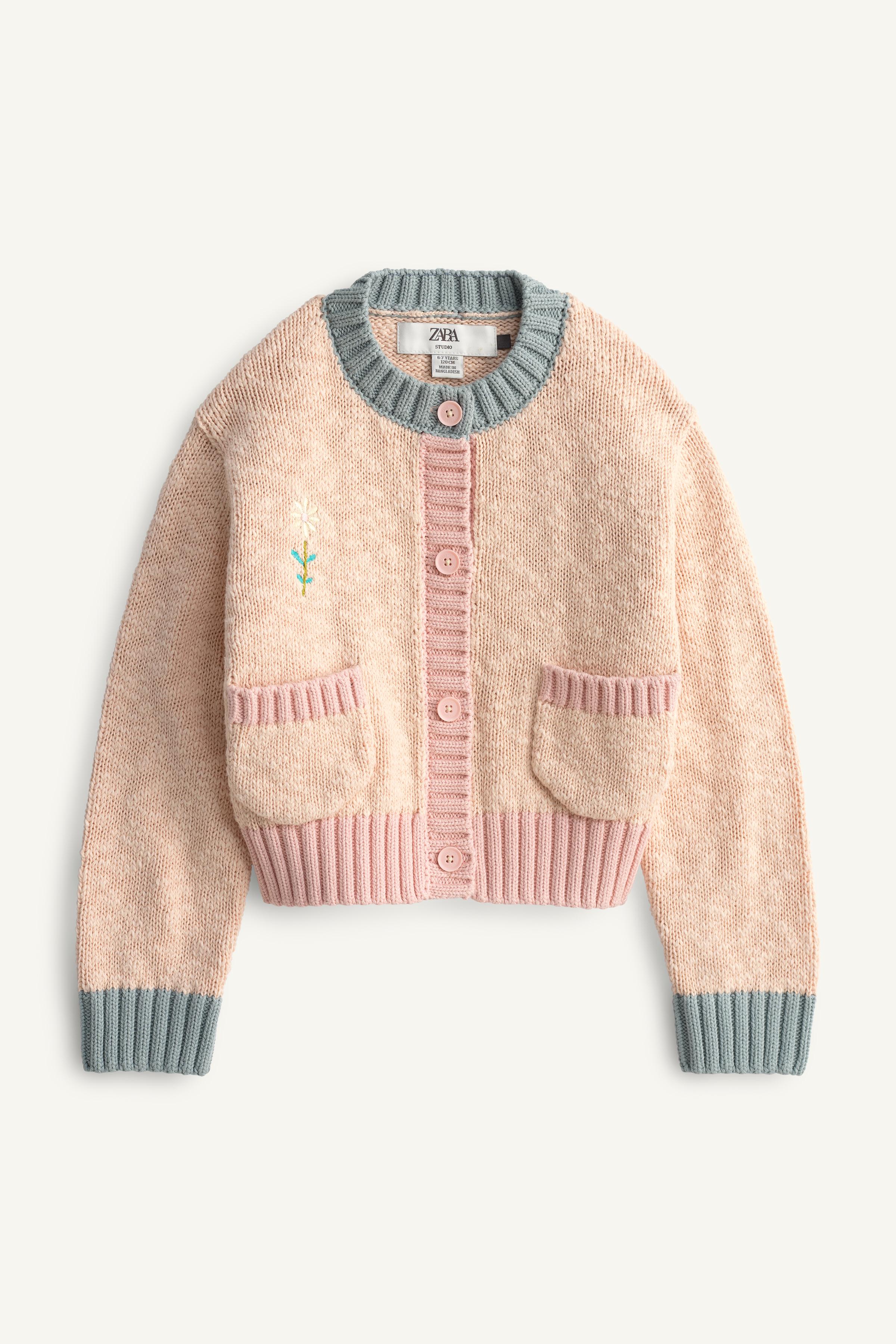 GILET EN MAILLE COLOR BLOCK FLEUR BRODÉE ÉDITION LIMITÉE